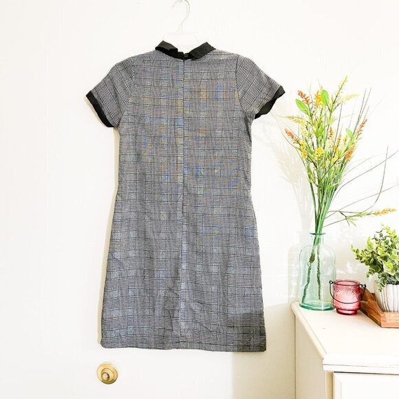 🌻 ZARA Gray Black Plaid Peter Pan Collar Dress Small Preppy - Picture 3 of 3